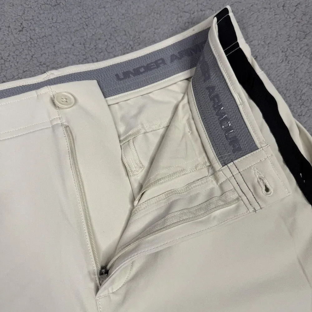 Under Armour Golf Shorts Mens 32 Beige UA Drive Deuces Performance Stretch Grip